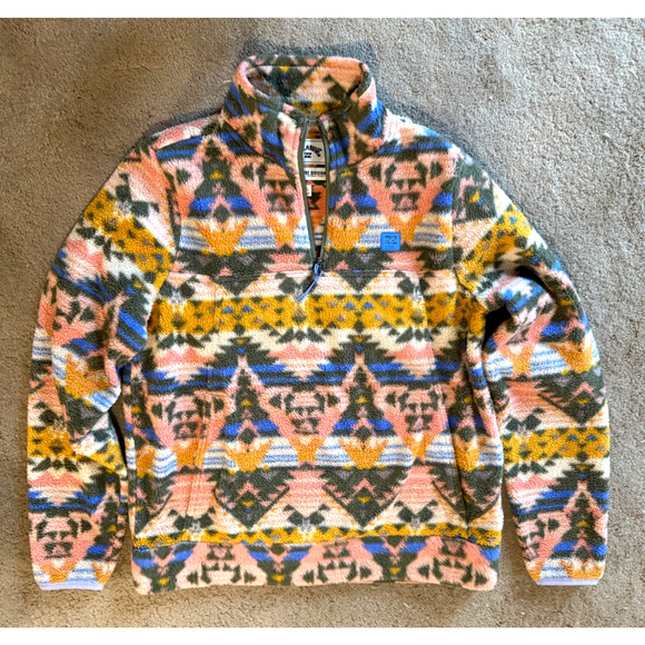 Billabong Aztec Jacket Sherpa Womens Medium Adventure Division 1/4 Zip Fleece - Picture 1 of 6
